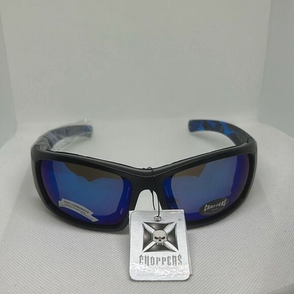 Choppers Padded Flame Mirrored Lens Sunglasses - Picture 3 of 3